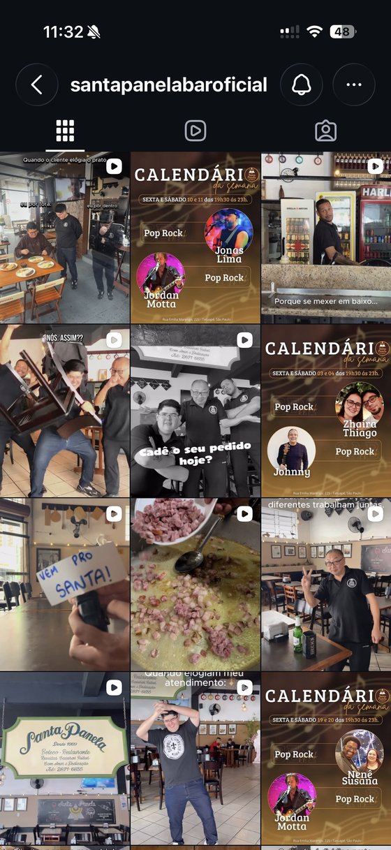 Perfil de Instagram do Santa Panela antes da Quirk